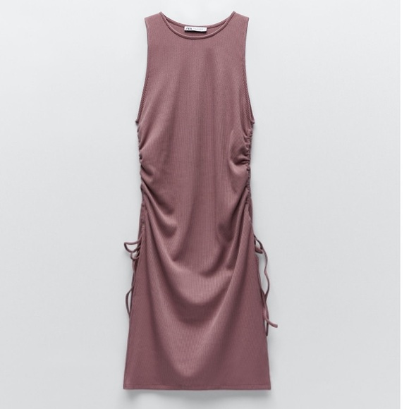Zara Longline Mauve Purple Ruched Gathered Top - Picture 3 of 6